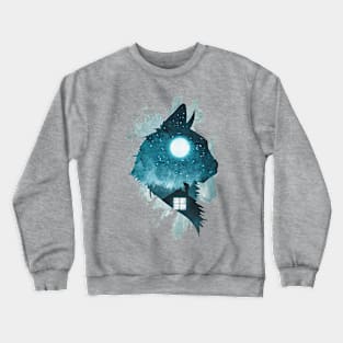 Cat With Moon, Night Spirit Crewneck Sweatshirt